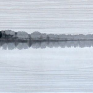 the calm lake37-作品名称：平堤留镜湖 作品材质：纸本水墨 作品尺寸：34×136cm 创作年代：2017年 作者：田旭桐