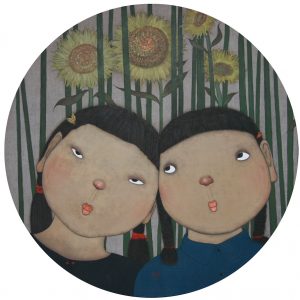 张慧 《向阳花》直径120cm 布面丙稀 2015年