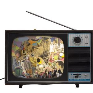 2《电视机-观山》46cmx31cmx31cm 实物绘画拼贴2016年