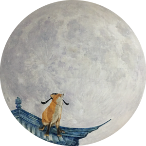 狐梦120cm直径2014布面油画 2