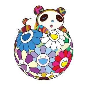 Takashi-Murakami-Atop-a-Ball-of-Flowers-a-Panda-Cub-Sleeps-Soundly-Print-Signed-Edition-of-100