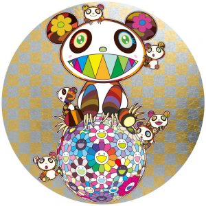Takashi-Murakami-Panda-and-Panda-Cubs-and-Flower-Ball-Print-Gold-Signed-Edition-of-300