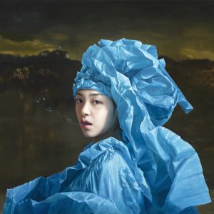 blue paper bride