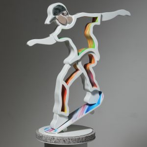 2 with skateboard 45 x 20 x 65cm stainless steel marble urethane paint2022