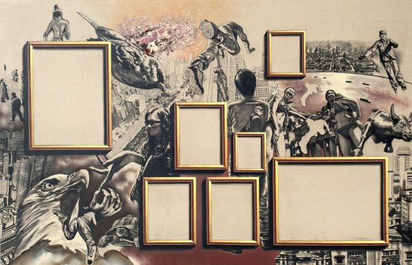 2-2008.意图 215x330cm 布面木炭、丙烯