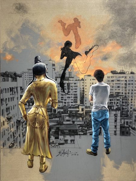 3-2008.飞天 200x150cm 布面木炭、丙烯
